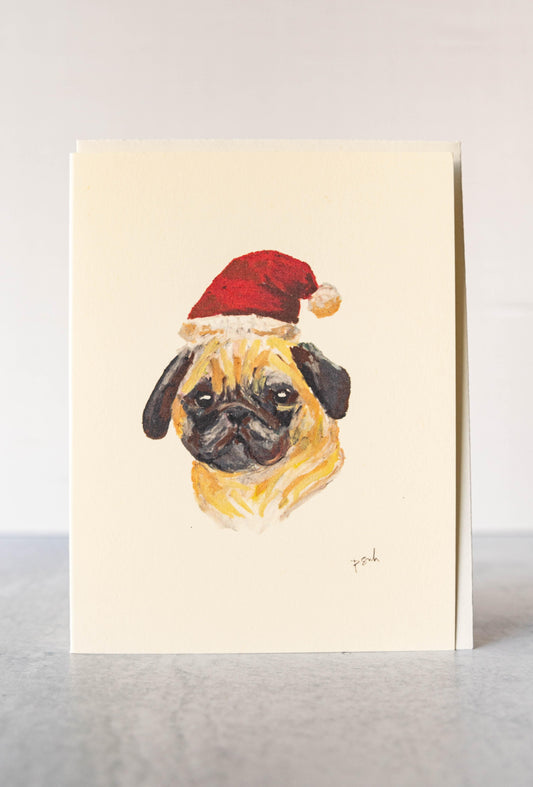 pug christmas card - Starfruit Prints